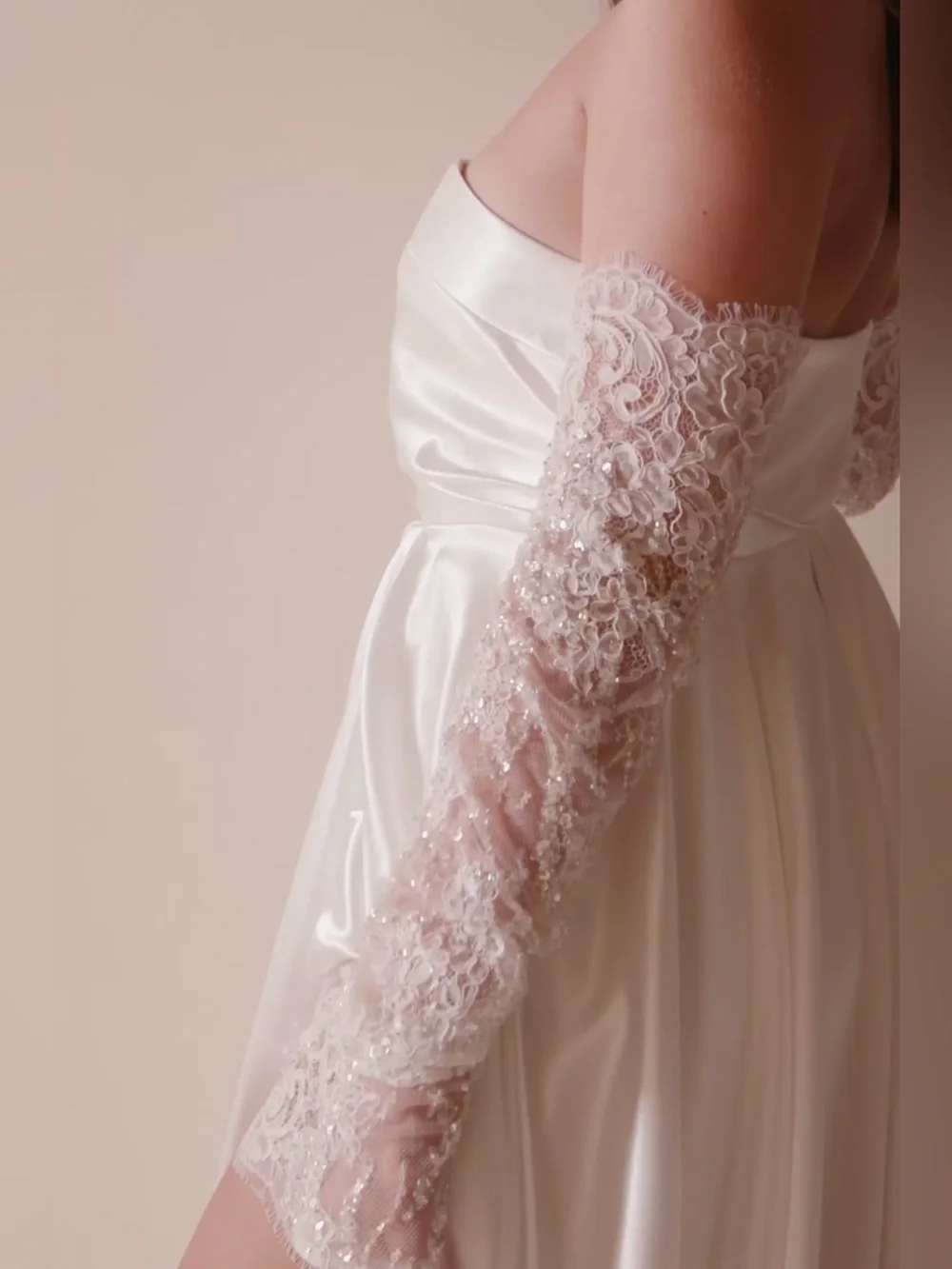 Grace Loves Lace Ivory Beaded Lace Bridal Opera Gloves